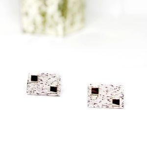 ***Silver textured Geometric Cufflinks